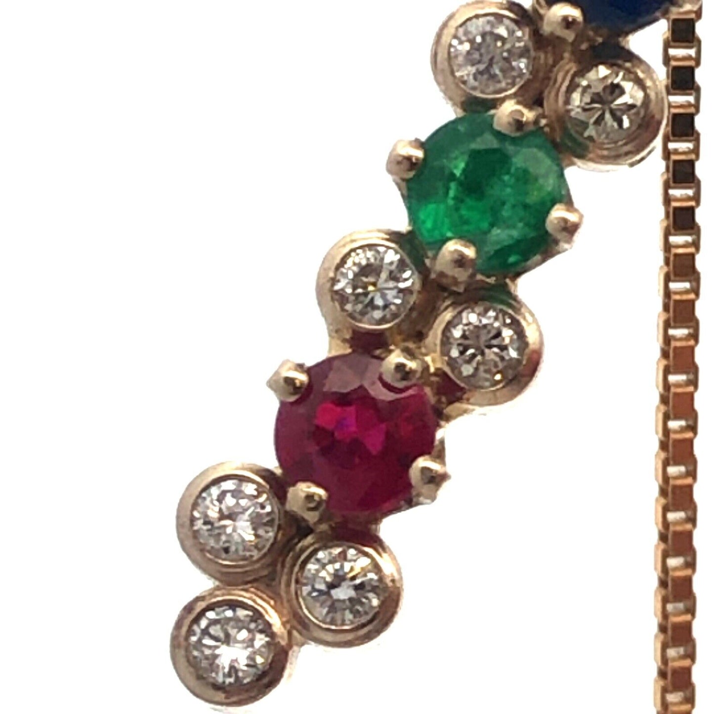 Designer 14K Yellow White Gold Diamond Sapphire Ruby Emerald Pendant Necklace