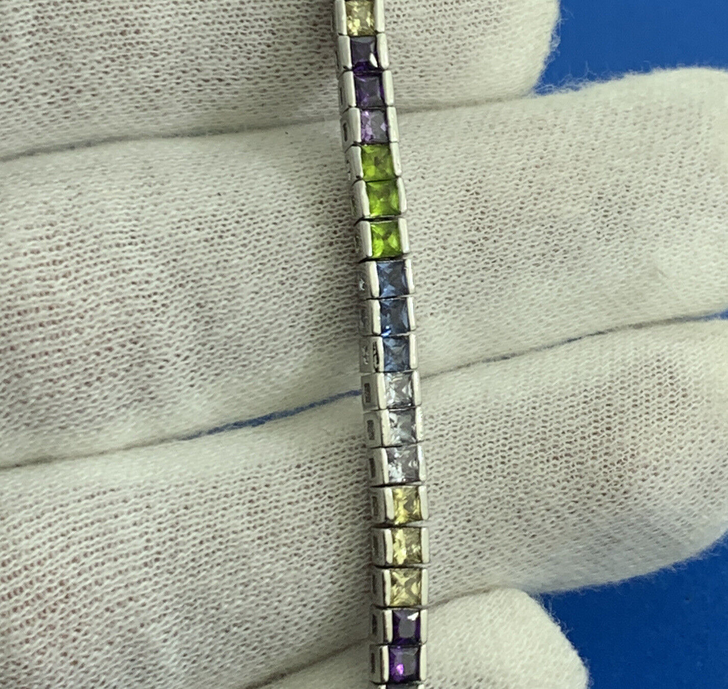 FAS Citrine White Purple Amethyst Peridot Blue Tourmaline Sterling Tennis Bracel