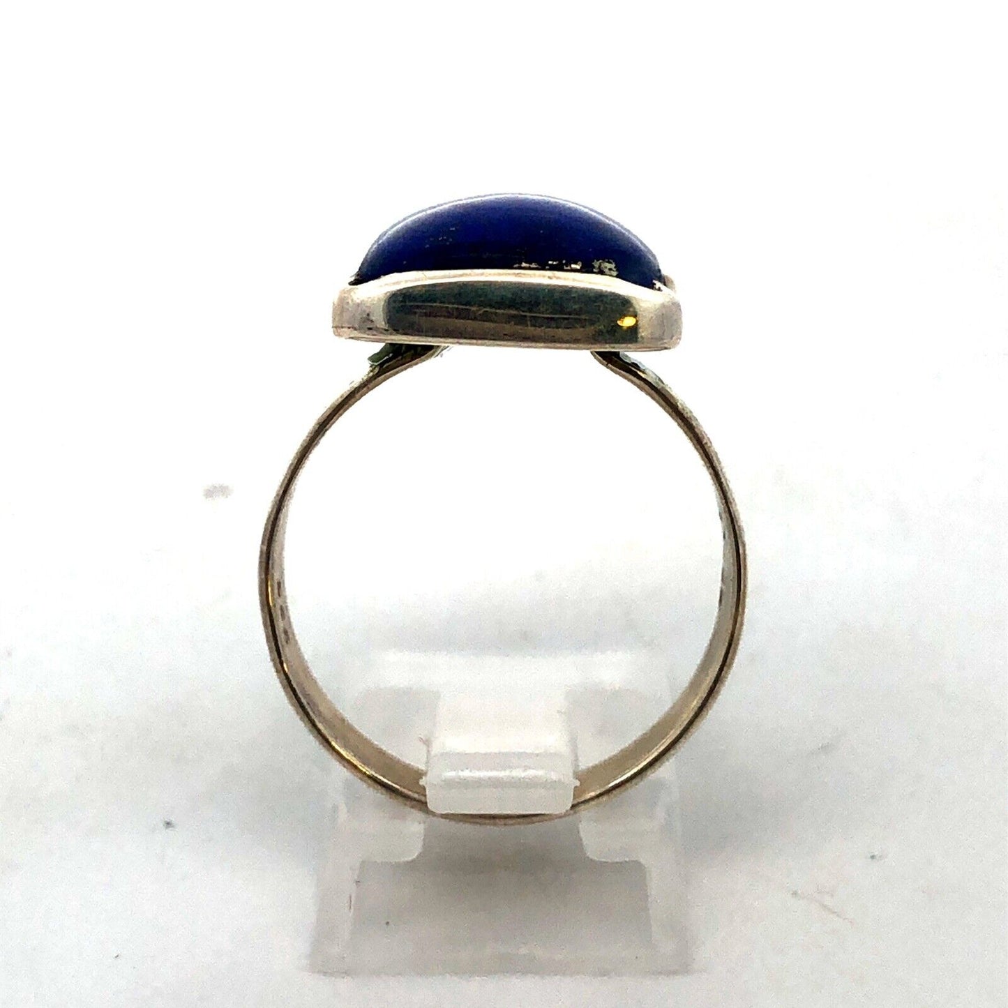 Vintage 925 Sterling Silver Rectangle Lapis Lazuli Bezel Ring