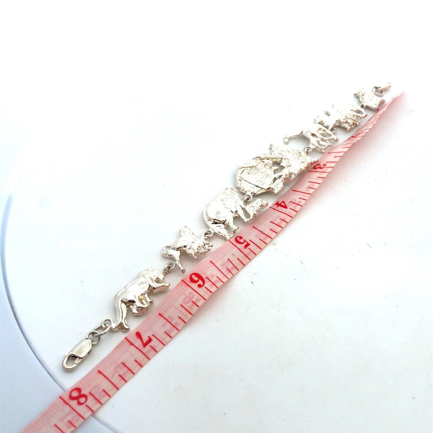 Designer 925 Sterling Silver Noah's Ark Animals Panel Bracelet