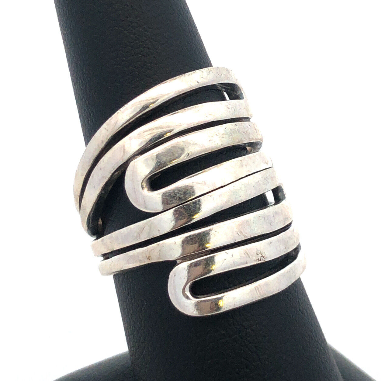 Designer India Modernist 925 Sterling Silver Wide Swirl Ring