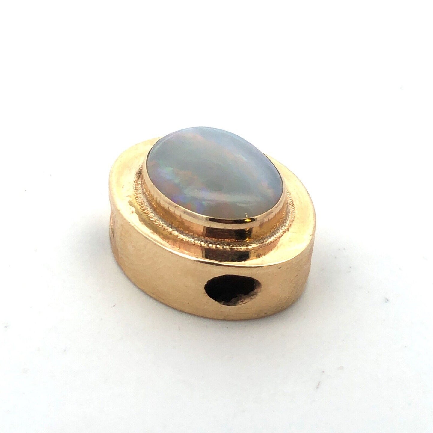 Vintage 10K Yellow Gold Oval Opal Slide Bracelet Charm