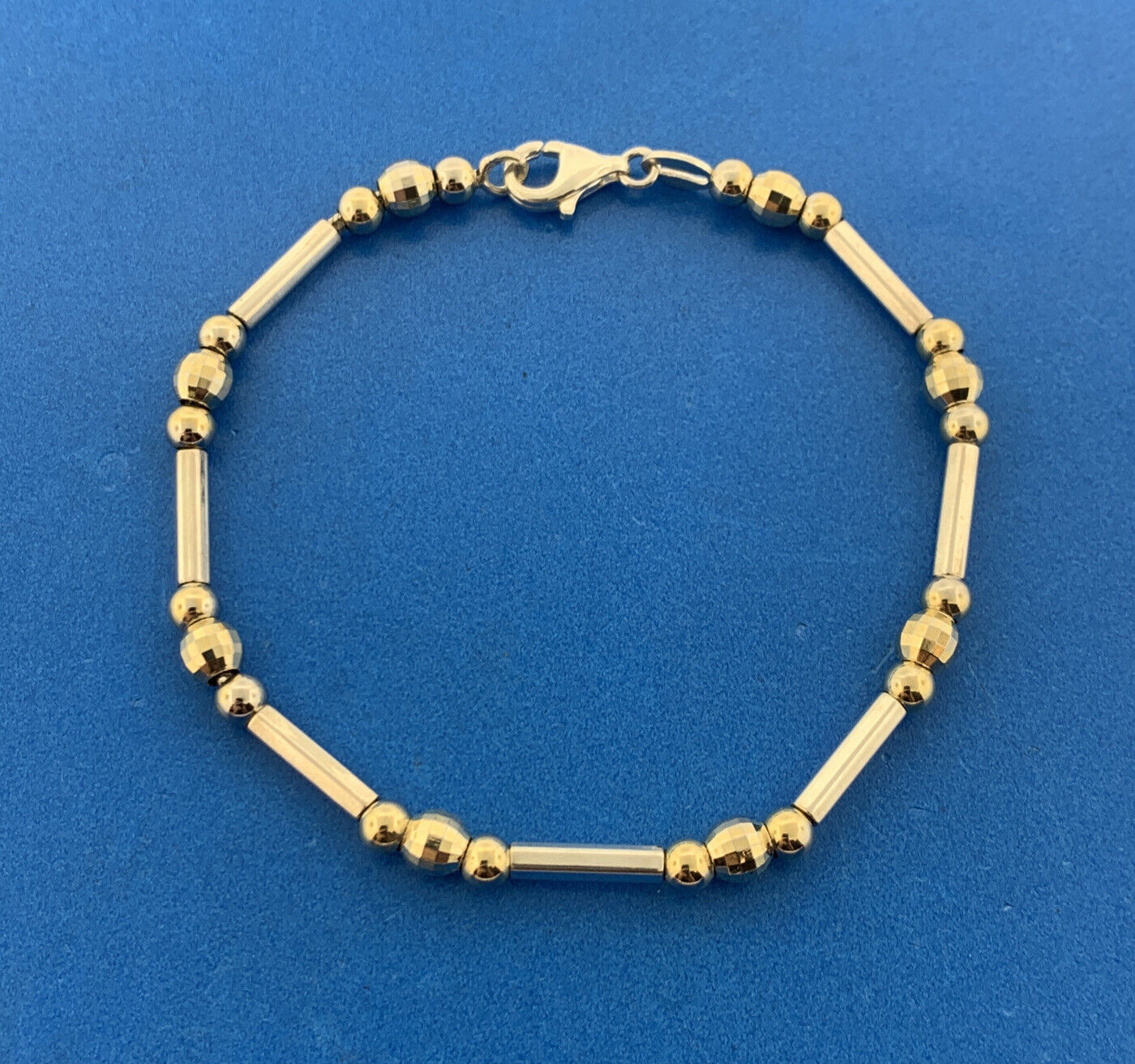 Designer Milor Italy Sterling Silver Vermeil 2 Tone Disco Ball & Bar Bracelet