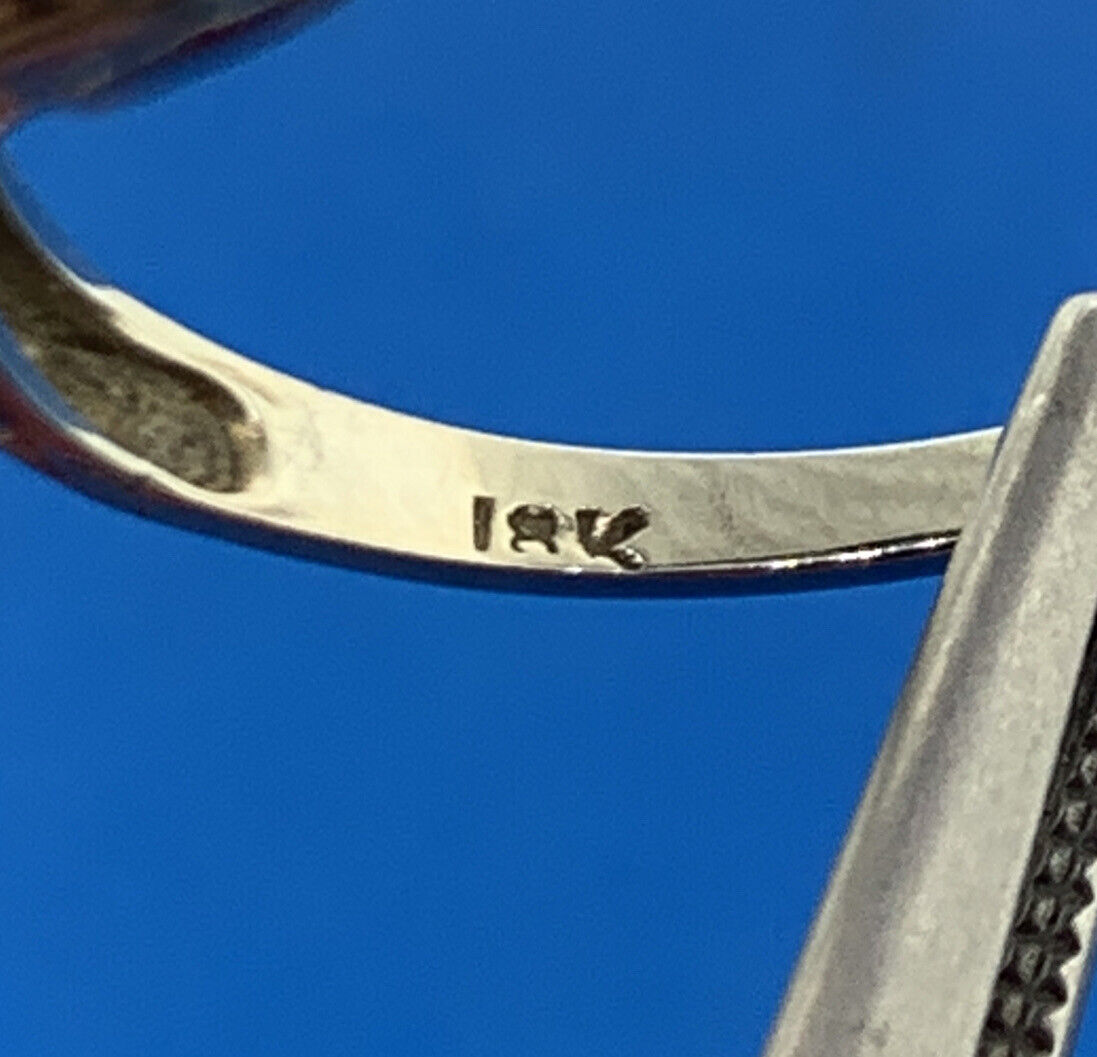 Estate 18K White Yellow Gold Diamond Solitaire Art Deco Engagement Size 6 Ring