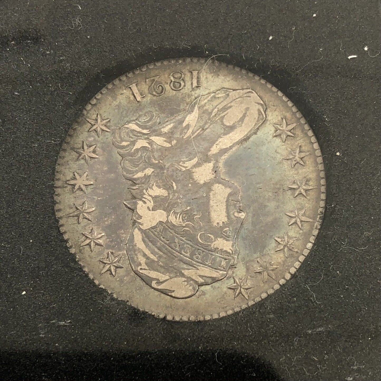 1821 Capped Bust Silver Half Dollar 50c Lettered Edge Ungraded XF Details Coin