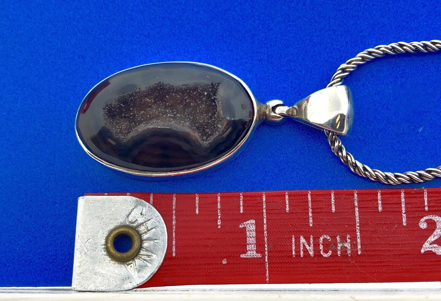 Starborn Creations Sterling Silver 925 Oval Window Drusy Druzy Pendant Necklace