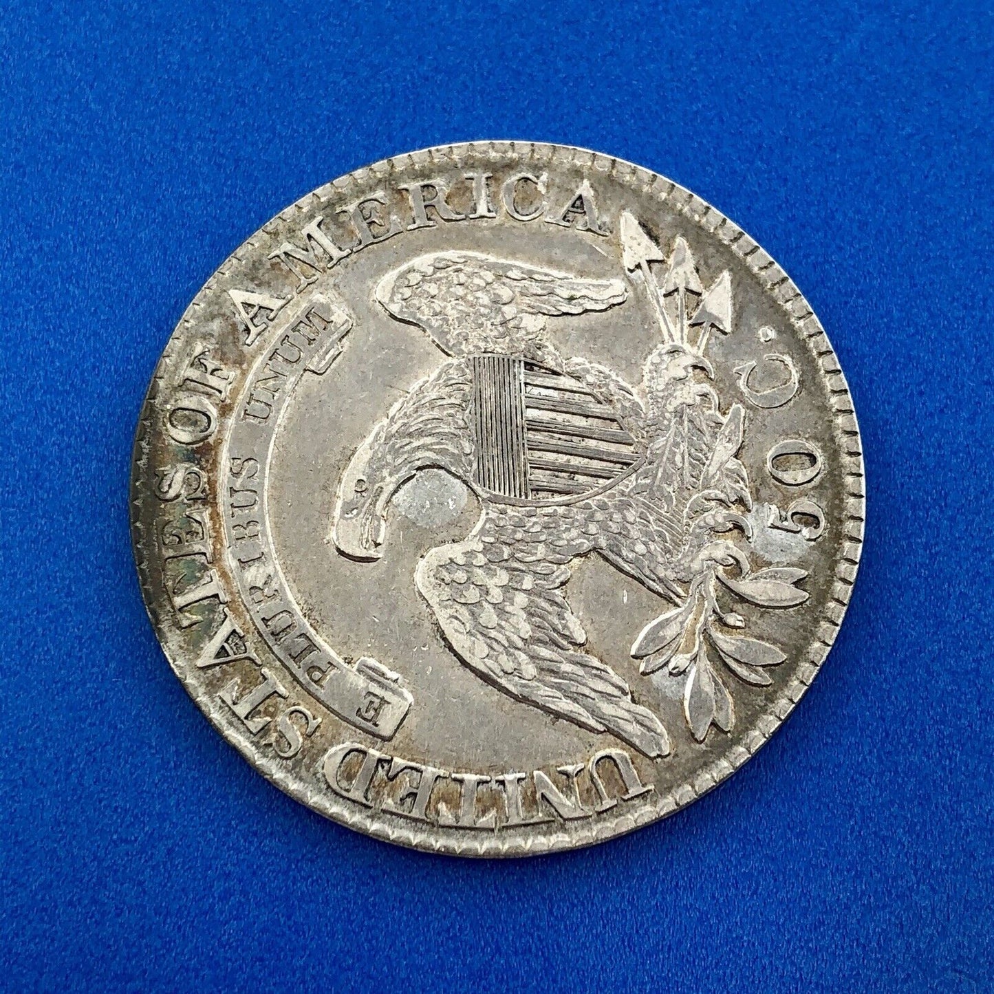 1827 P Capped Bust Silver Half Dollar 50c Early Philadelphia Mint Sunset Tones