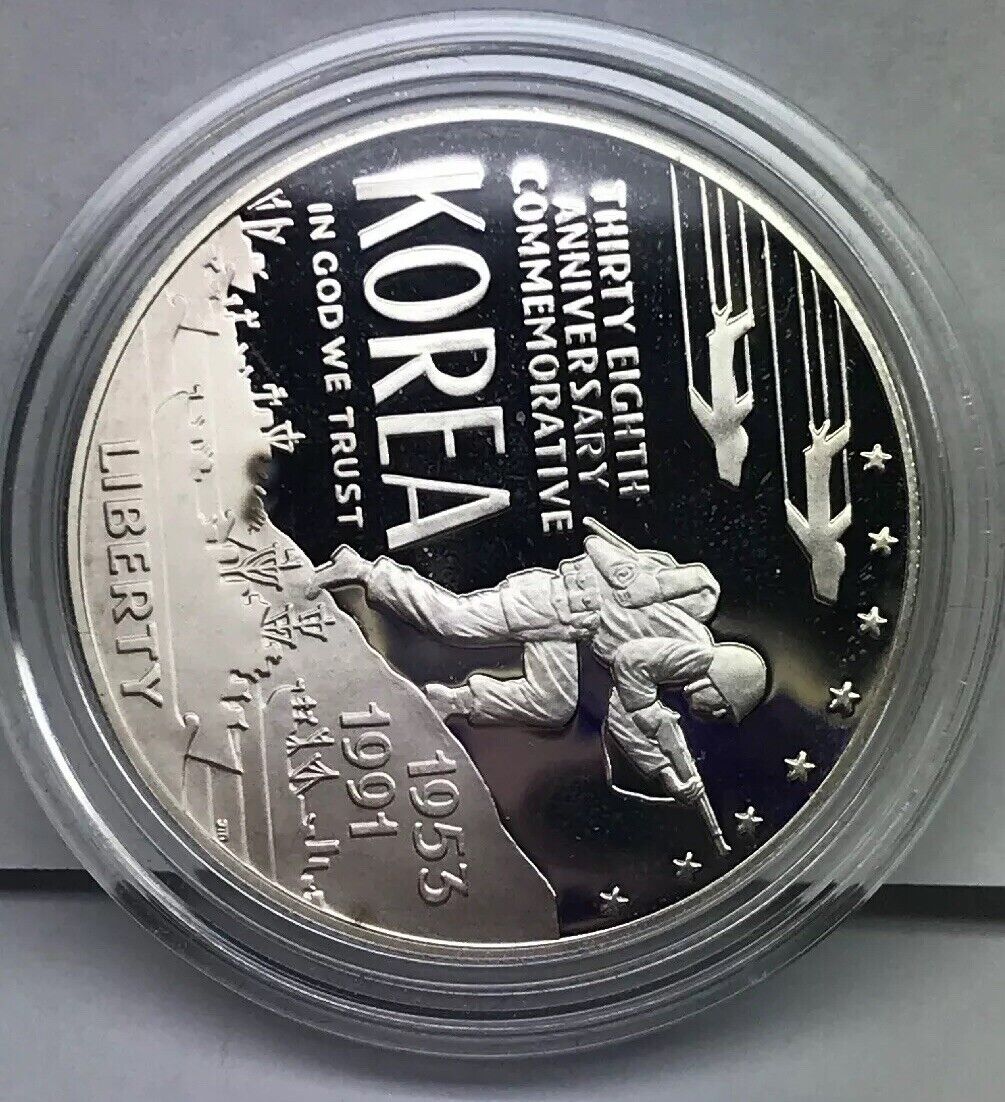 1991 P United States Korean War Memorial Proof Silver Dollar OMP/COA