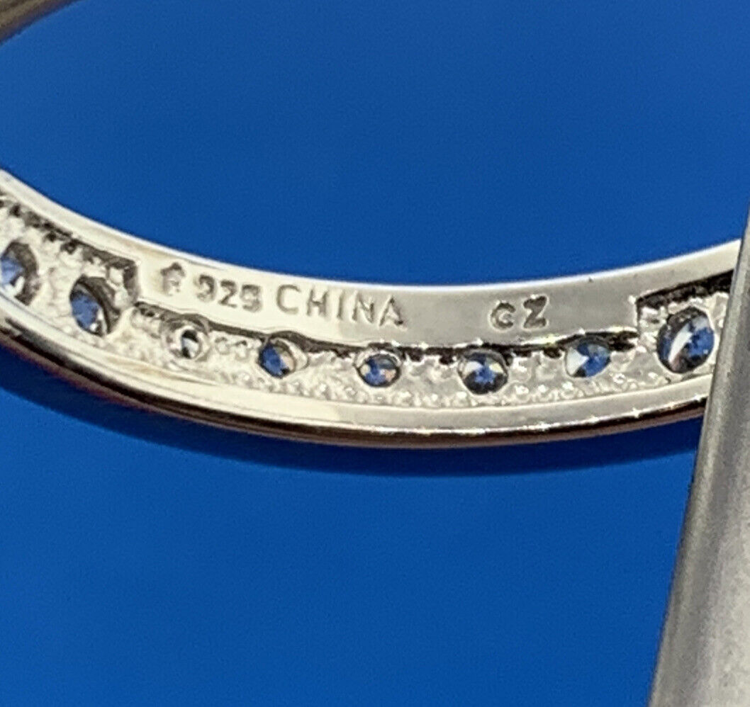 Designer Sterling Silver 925 Channel Set CZ Design Stackable Size 9 Band Ring