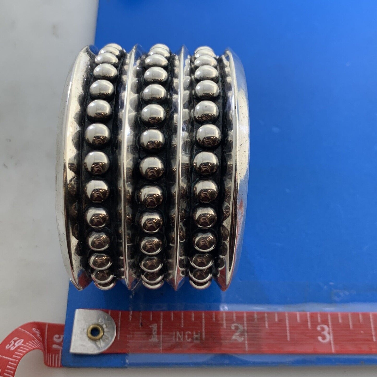 Mid Century Taxco Alfredo Villasana 925 Sterling Silver Statement Cuff Bracelet