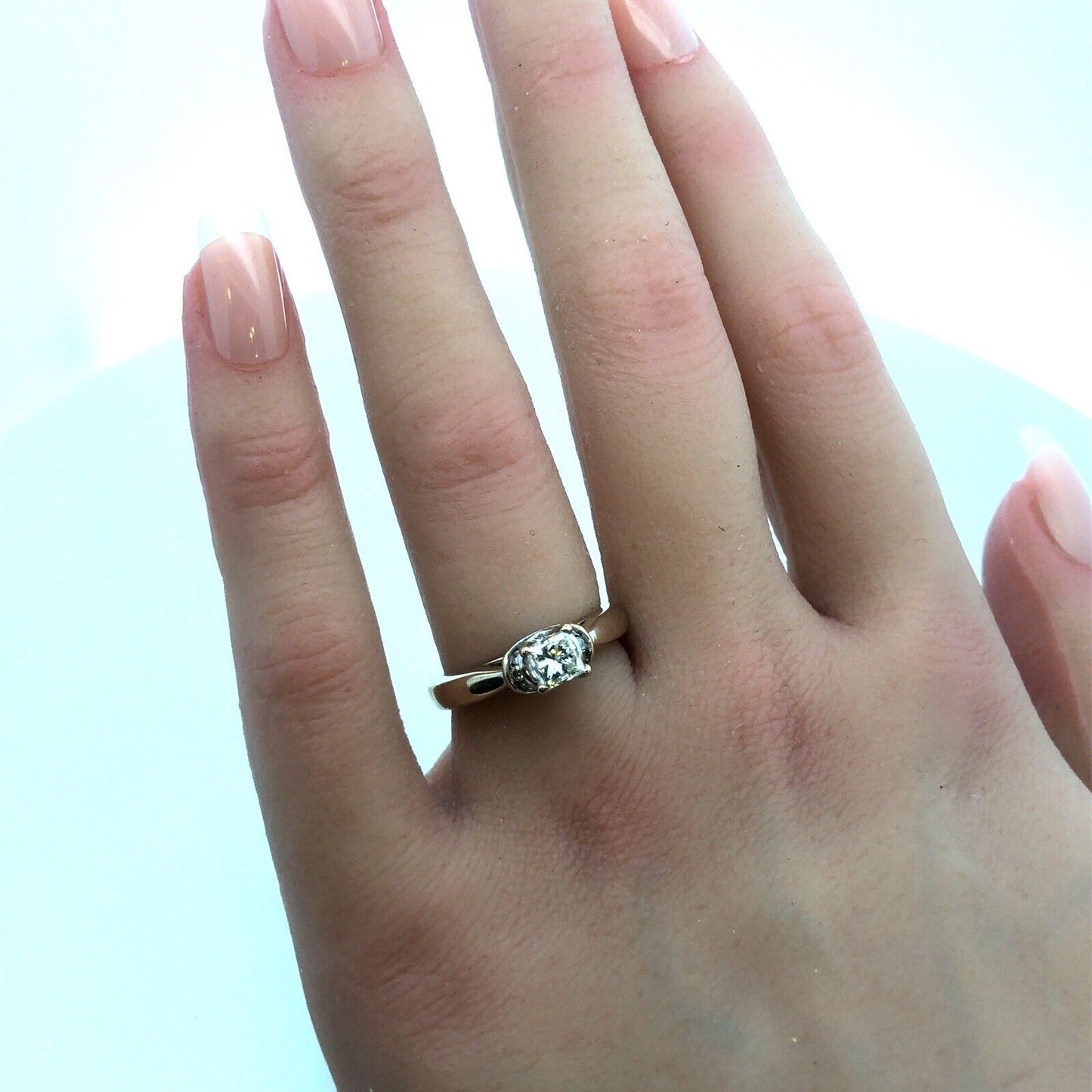 14K White Gold Princess Diamond Center Accented Size 7. 25 Engagement Ring