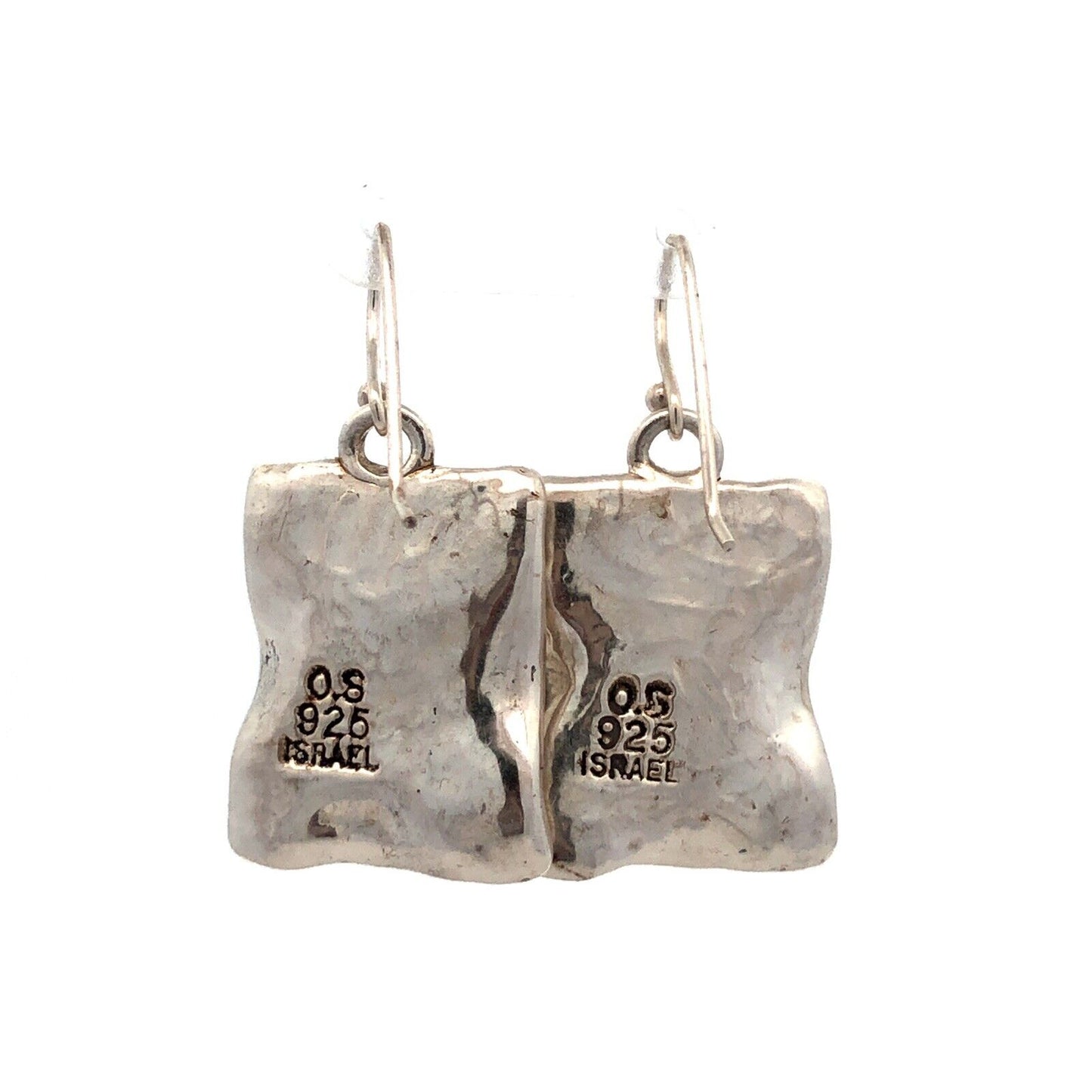 Vintage 925 Sterling Silver Purple Cubic Zirconia Rectangle Hook Earrings
