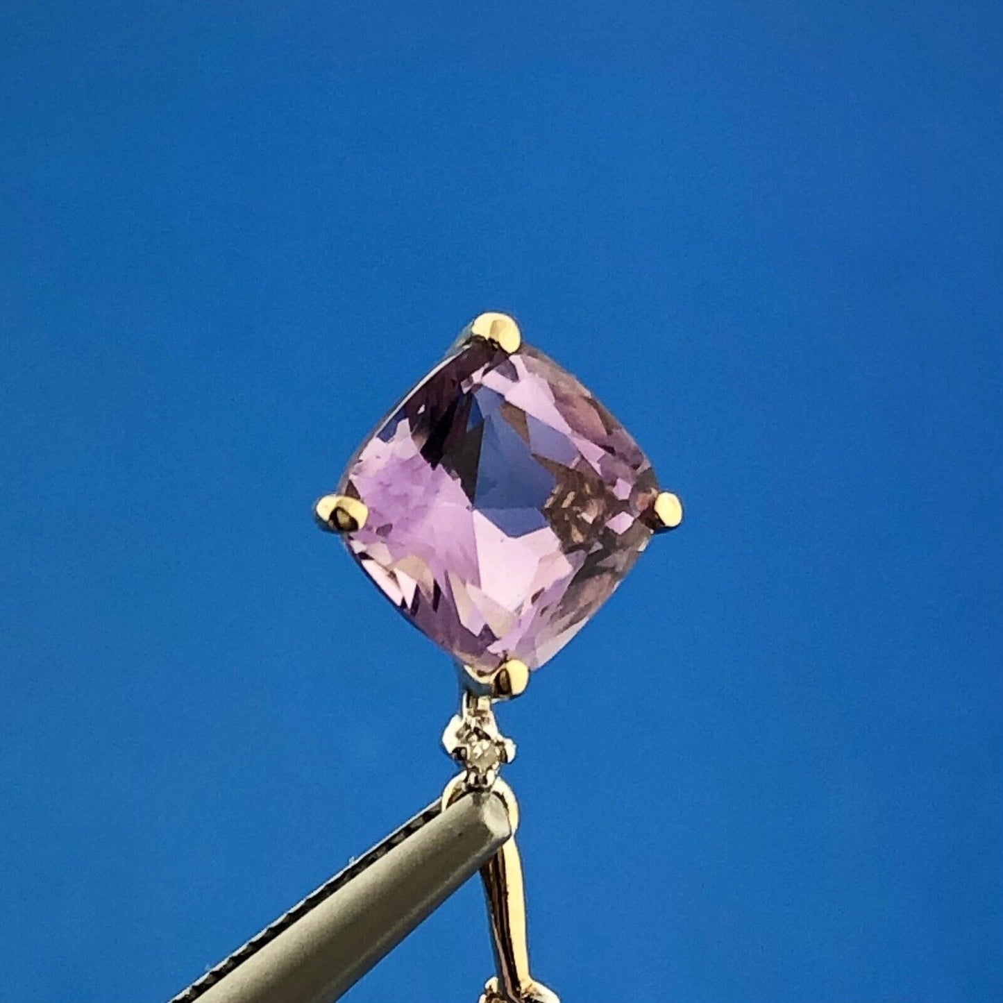 Gorgeous Midas 14k Yellow Gold Cushion Amethyst Quartz Accent 18" Necklace