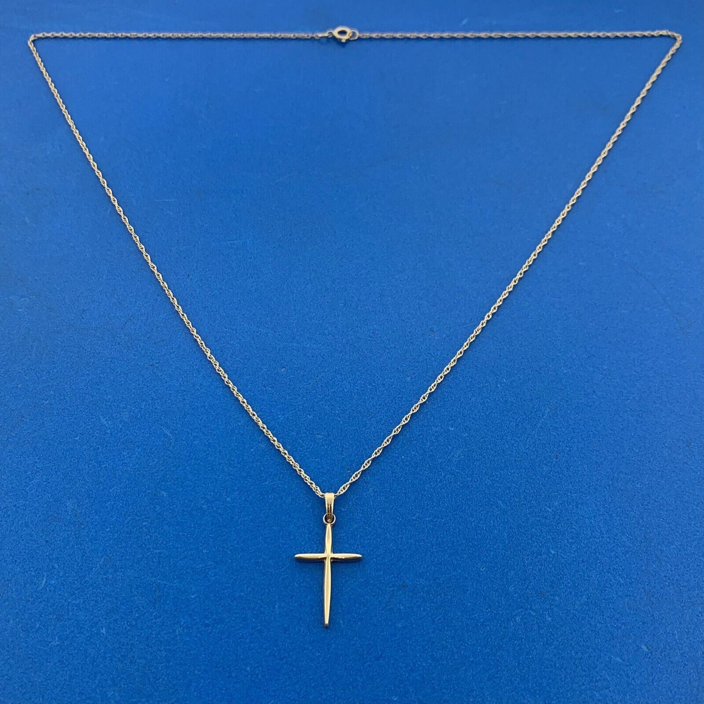 Designer 14K Yellow Gold Simplistic Modernist Cross Religious Necklace
