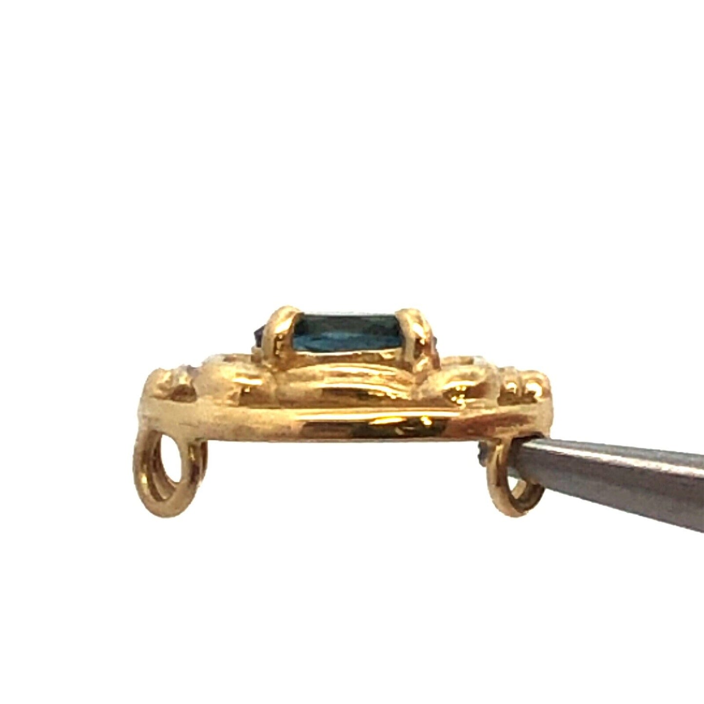 Designer OMG 10K Yellow Gold Oval Blue Topaz Slide Bracelet Charm