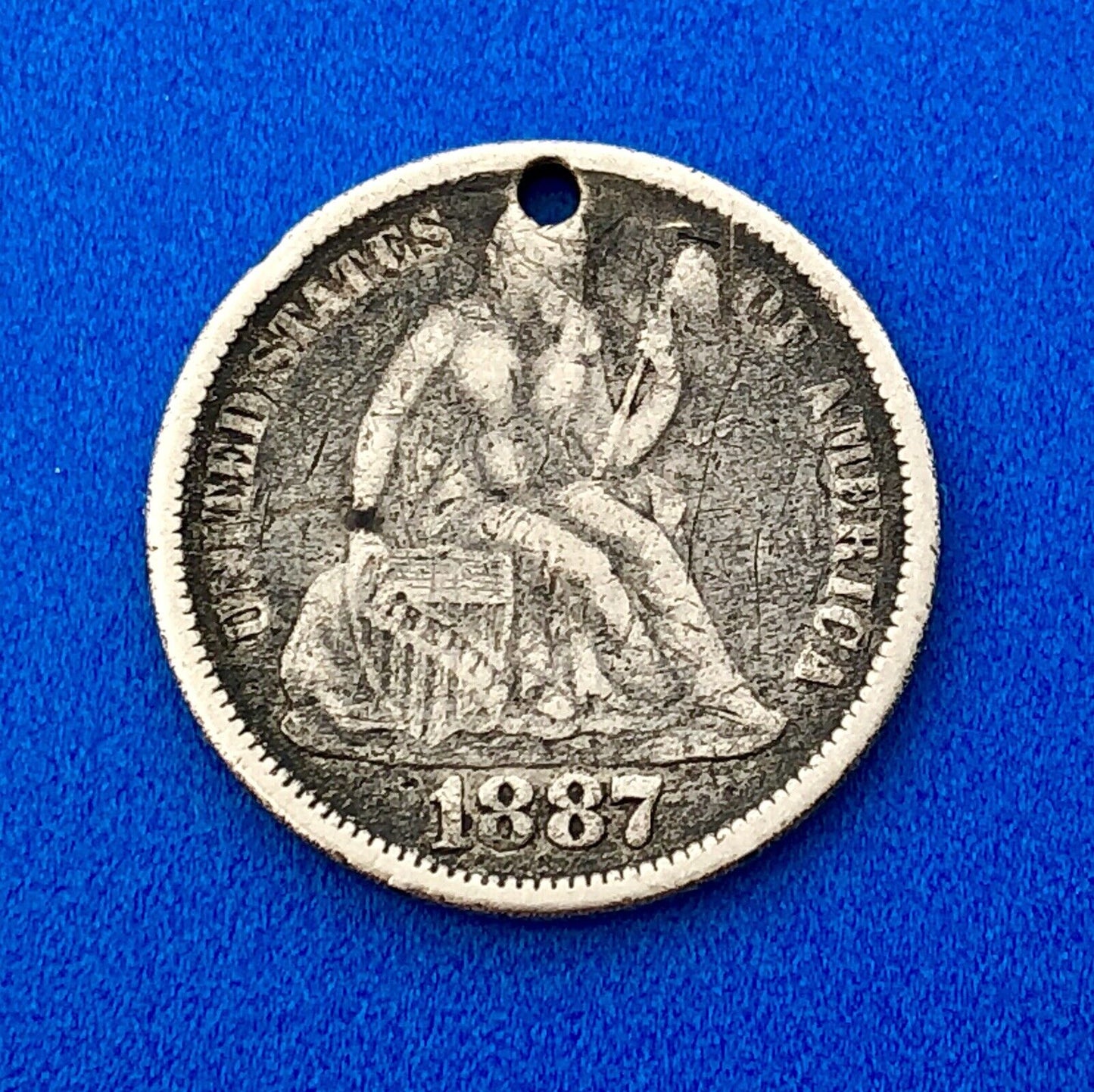 1887 Seated Liberty Silver Dime Love Token Coin Initials