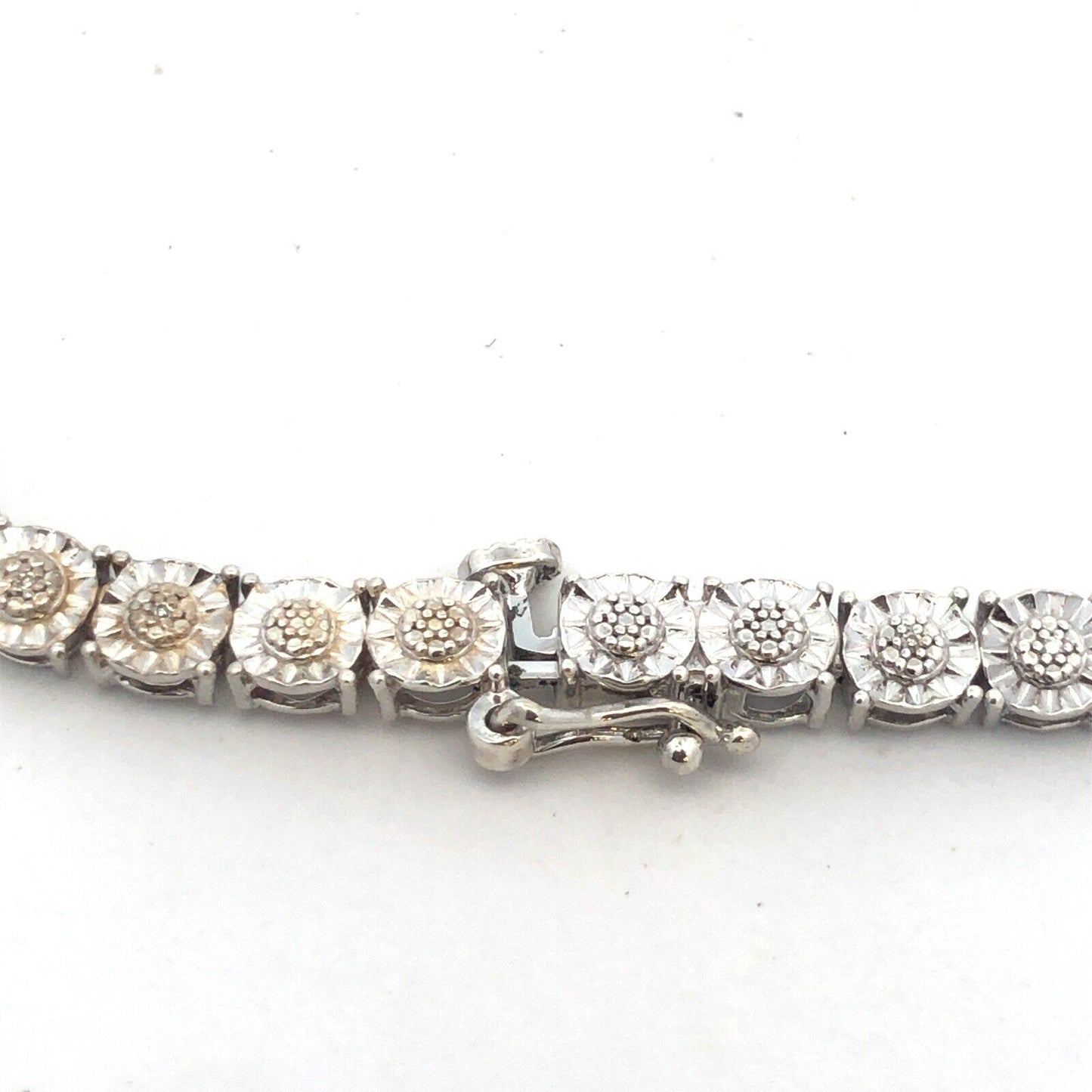 Designer JWBR 925 Sterling Silver Round Diamond Textured Tennis Bracelet
