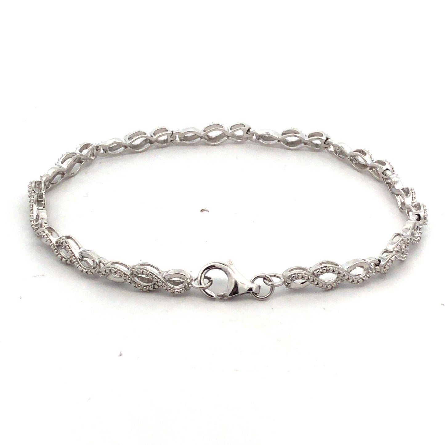 925 Sterling Silver Designer JWBR Textured Infinity Anniversary Tennis Bracelet
