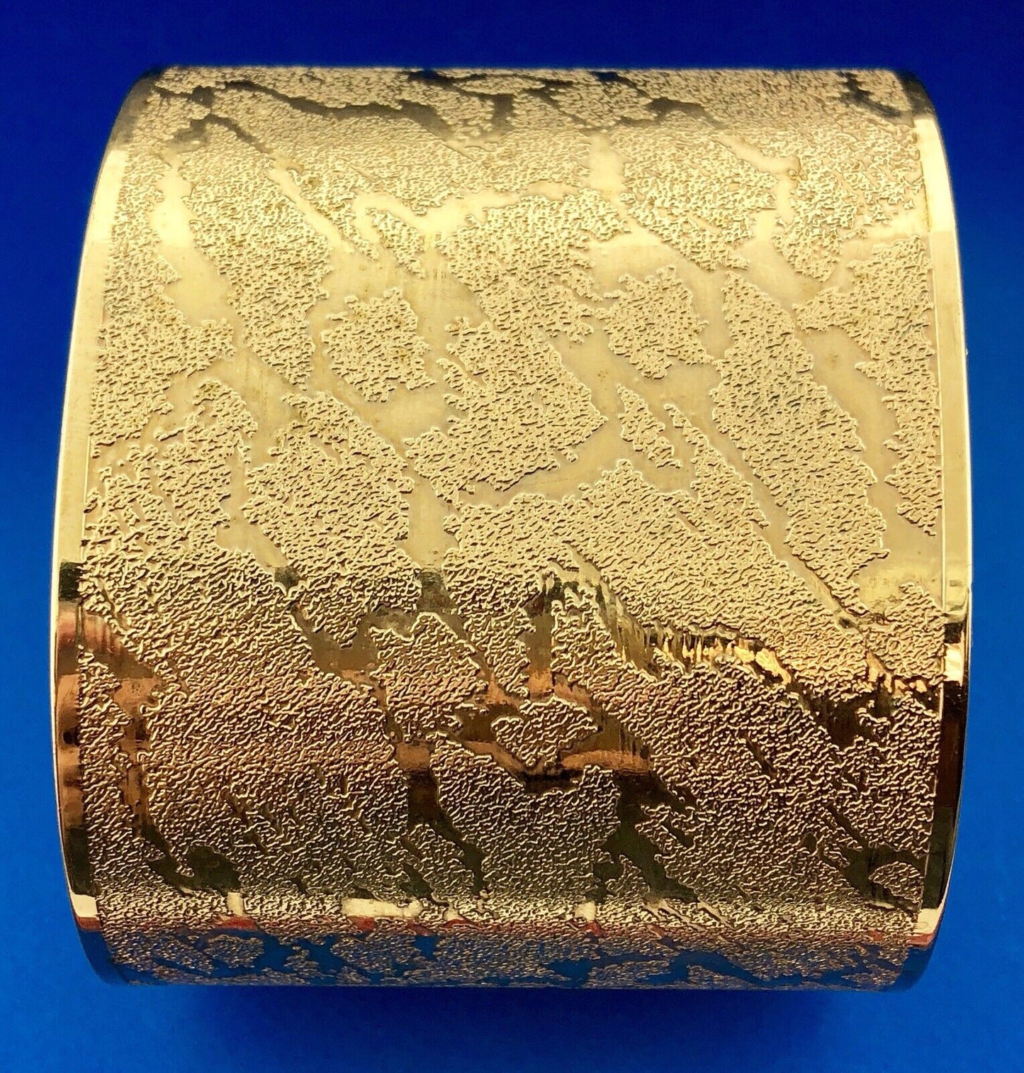 Francesca Visconti Gold Tone Animal Print Textured Runway Couture Cuff Bracelet