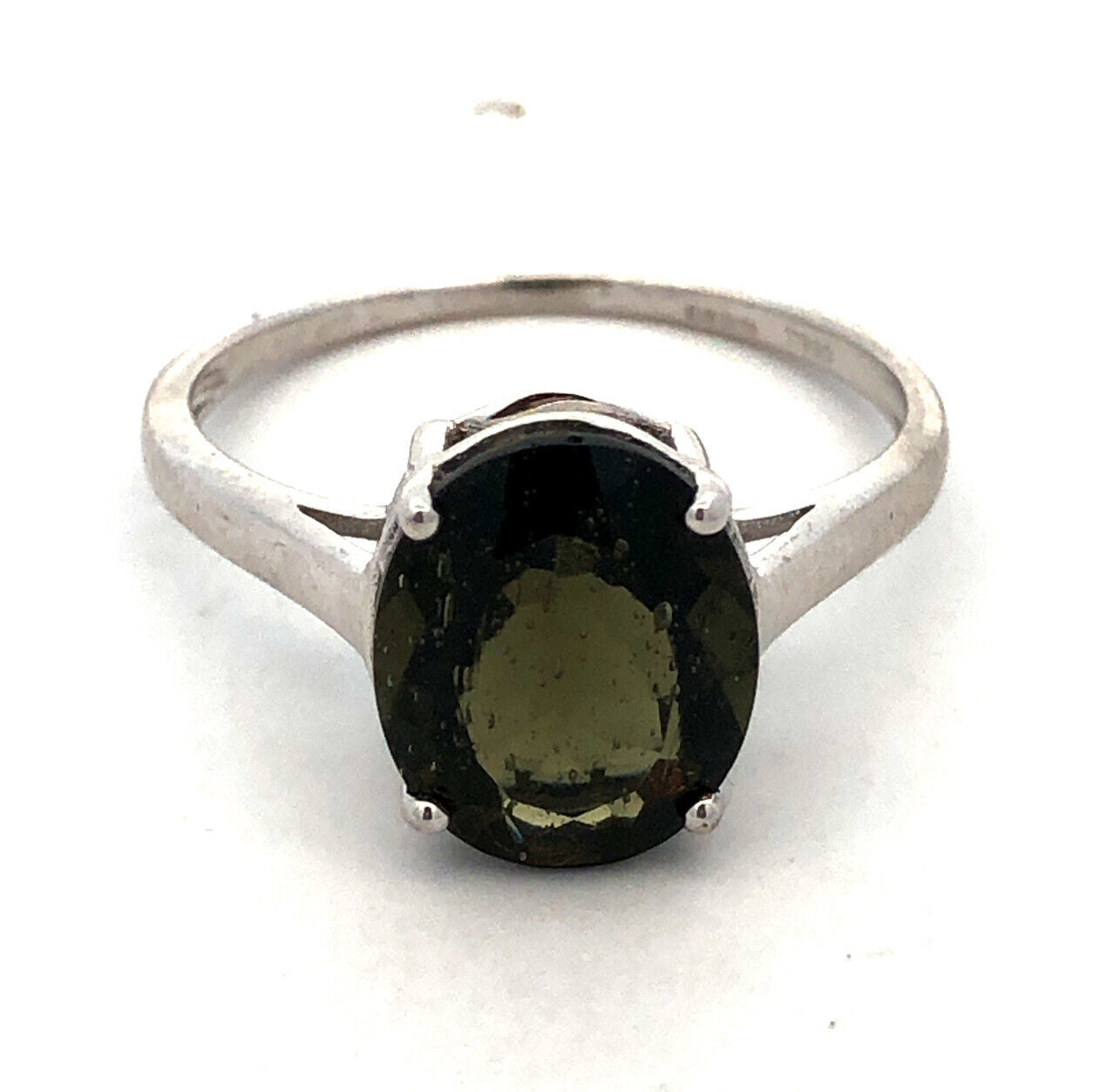 Designer TGGC 925 Sterling Silver Oval Green Tourmaline Solitaire Ring