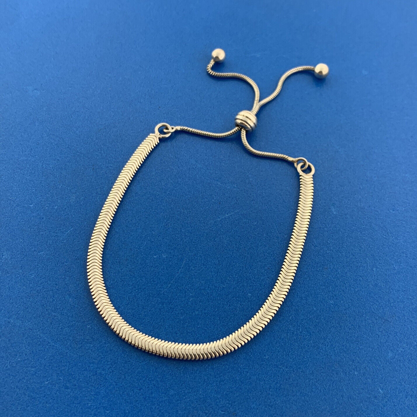 Estate Sterling Silver 925 Slinky Snake Link Adjustable Lariat Style Bracelet