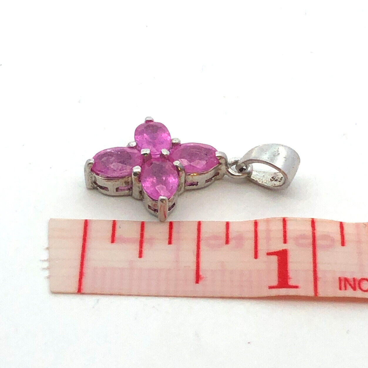 Designer TGGC 925 Sterling Silver Pink Oval Sapphire Cross Charm Pendant