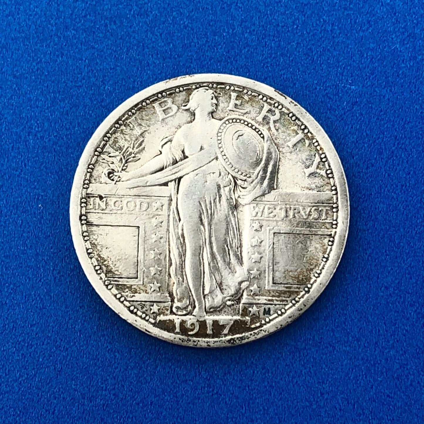 1917 P Standing Liberty Silver Quarter 25c Type 1 Philadelphia VF/XF Details