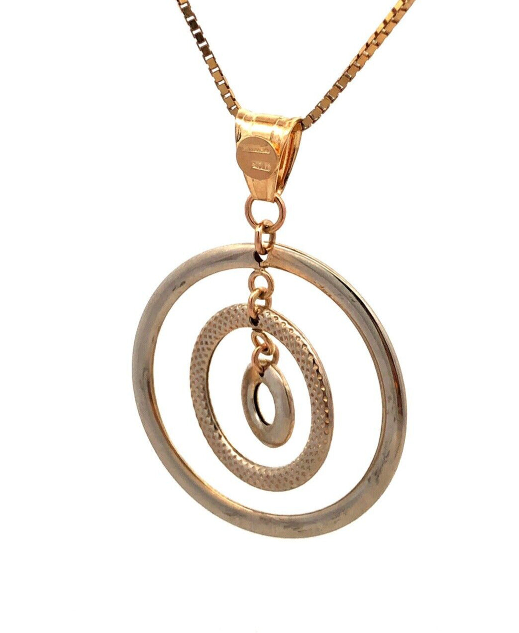 Estate ZRW Italy 14K Yellow White Gold Modernist Infinity Triple Circle Necklace