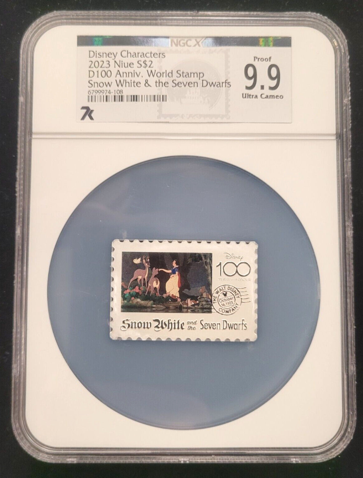 2023 $2 Niue NGC X Proof 9.9 Disney 100 World Stamp - Snow White 1oz .999 Silver