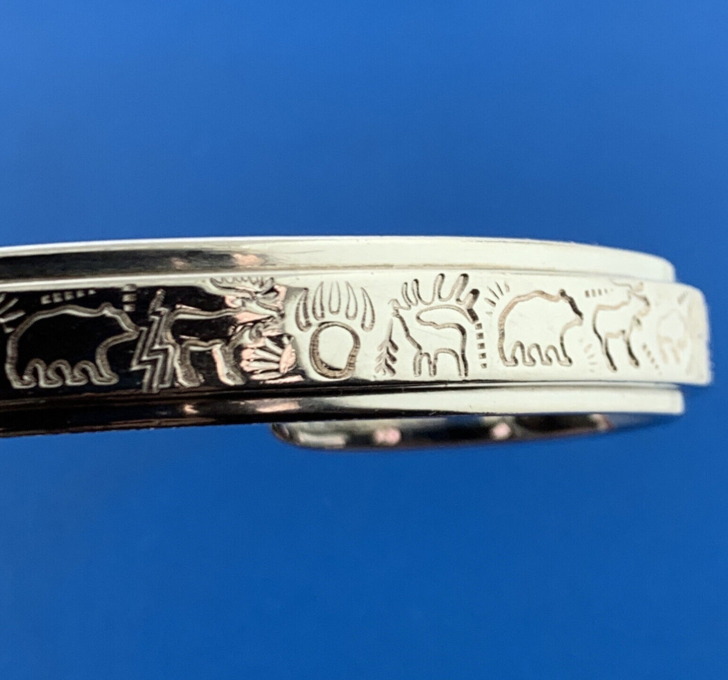 Harold Lujan Taos Pueblo 925 Sterling Silver Storyteller Statement Cuff Bracelet
