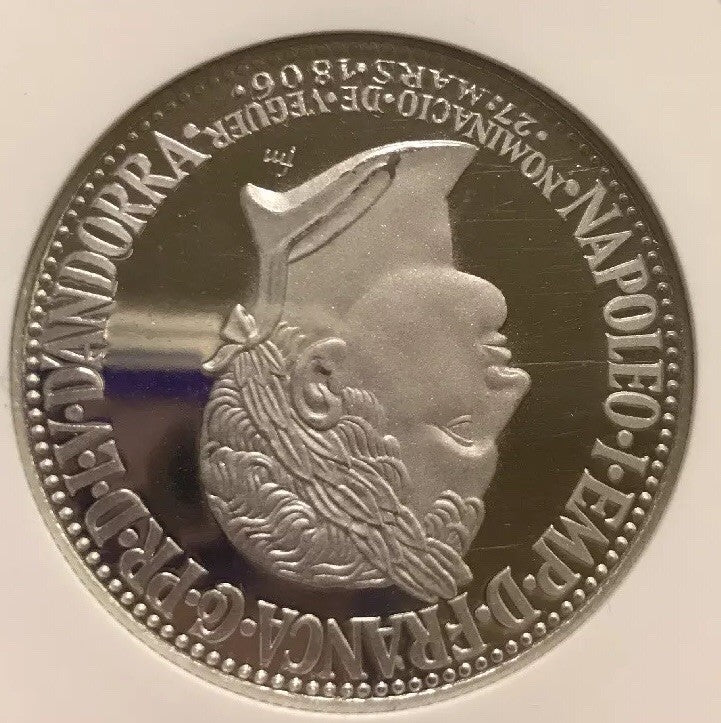 1964 Andorra Platinum 50 Diners Napoleon NGC Proof 64 UC Super Rare 1 Of 3 Mntg