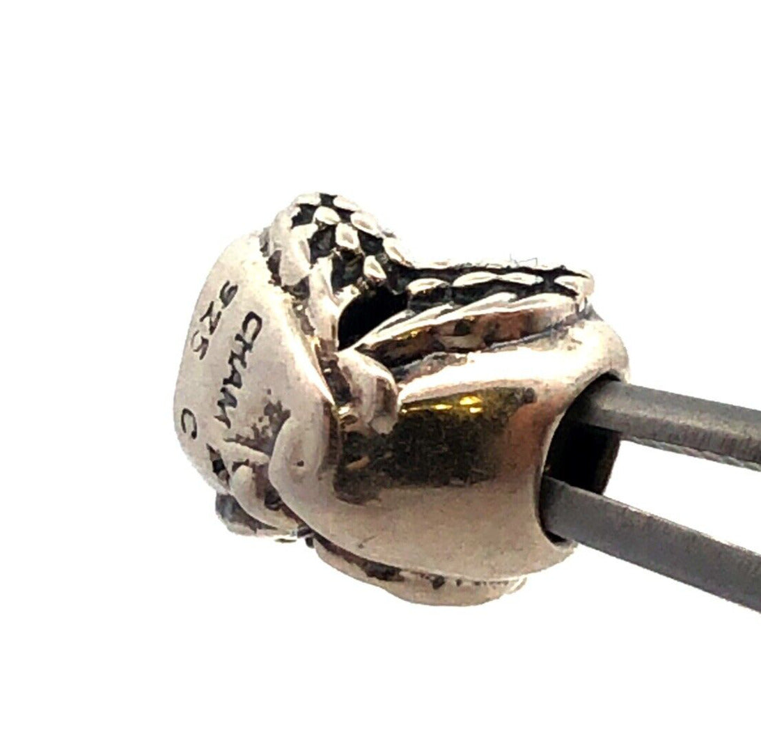 Designer CHAMILIA 925 Sterling Silver Love Doves Heart Bead Slide Bracelet Charm