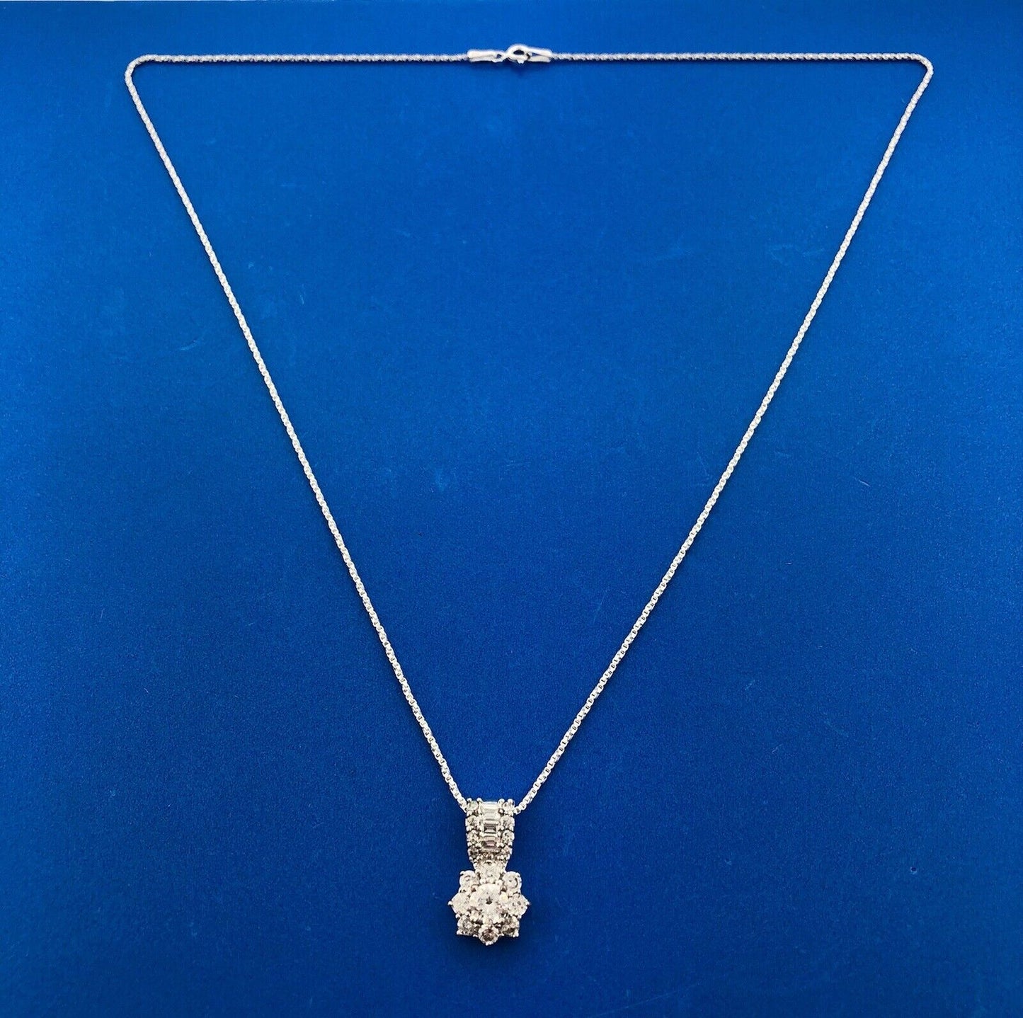 Designer 925 Sterling Silver Cubic Zirconia CZ Floral Cluster Pendant Necklace