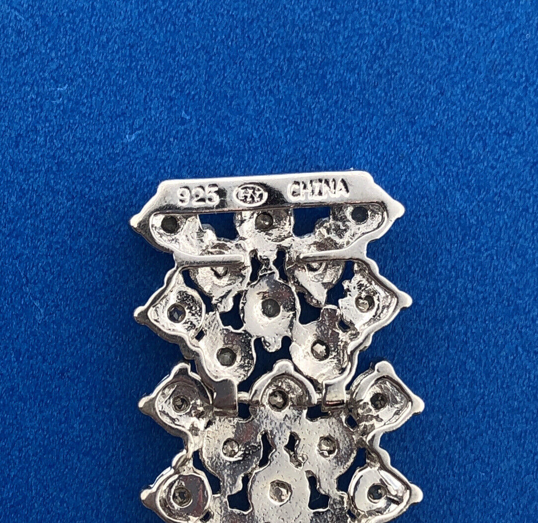 Designer Sterling Silver 925 Diamond Statement Band Tennis Bracelet