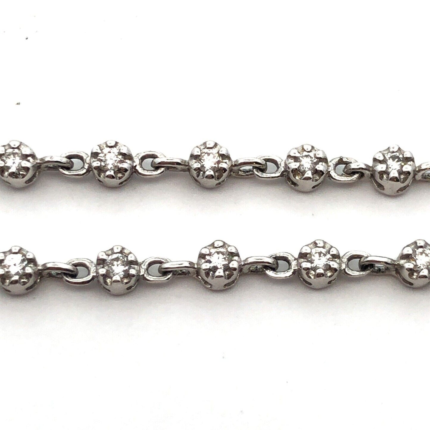 Gabriel Co 14K White Gold Diamond Encrusted Infinity Eternity Statement Necklace