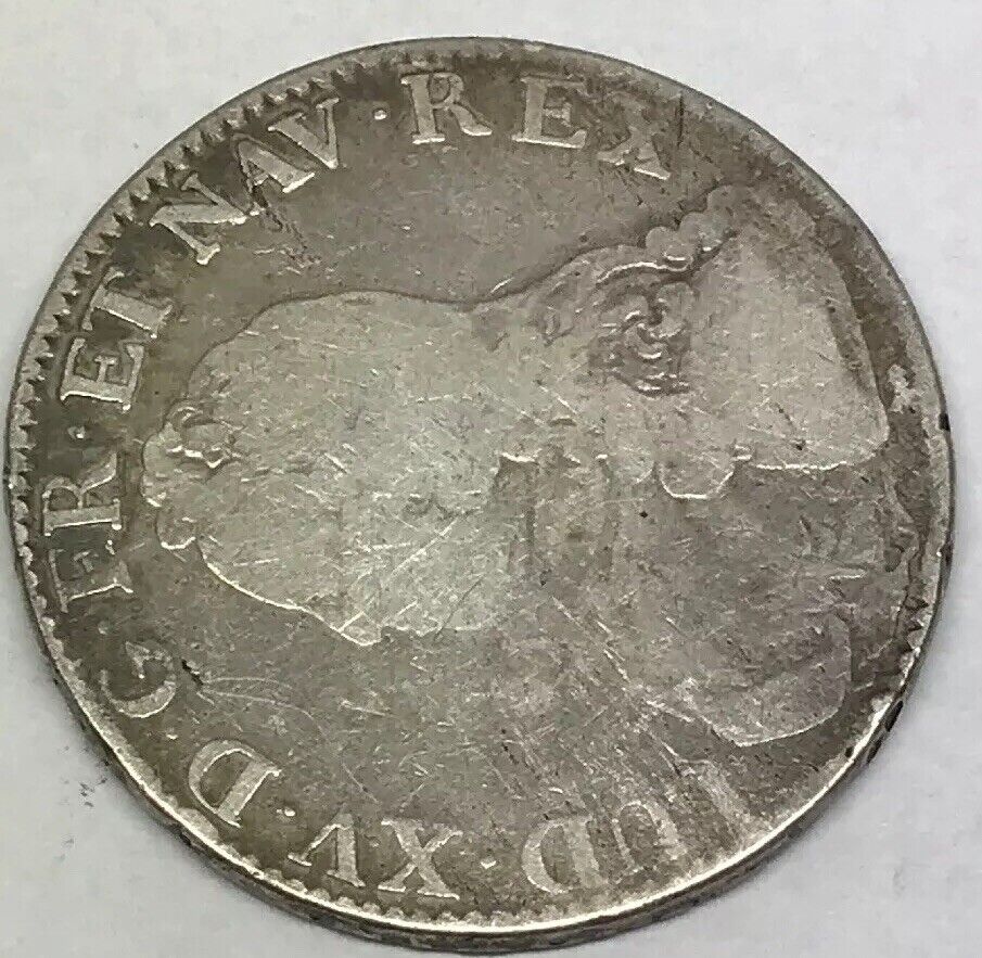 1729 A France Louis XV One Ecu Paris Mint Silver Crown