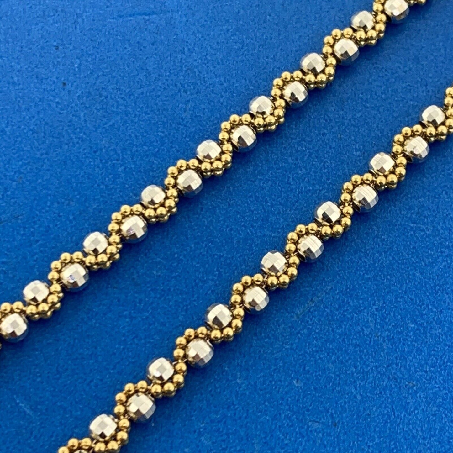 Designer Italy 14K Yellow White Gold Turquoise Bead Disco Gold Ball Necklace