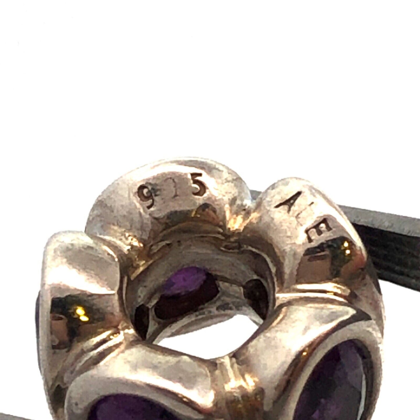 PANDORA ALE 925 Sterling Silver Oval Amethyst Oval Lights Spacer Charm 790311