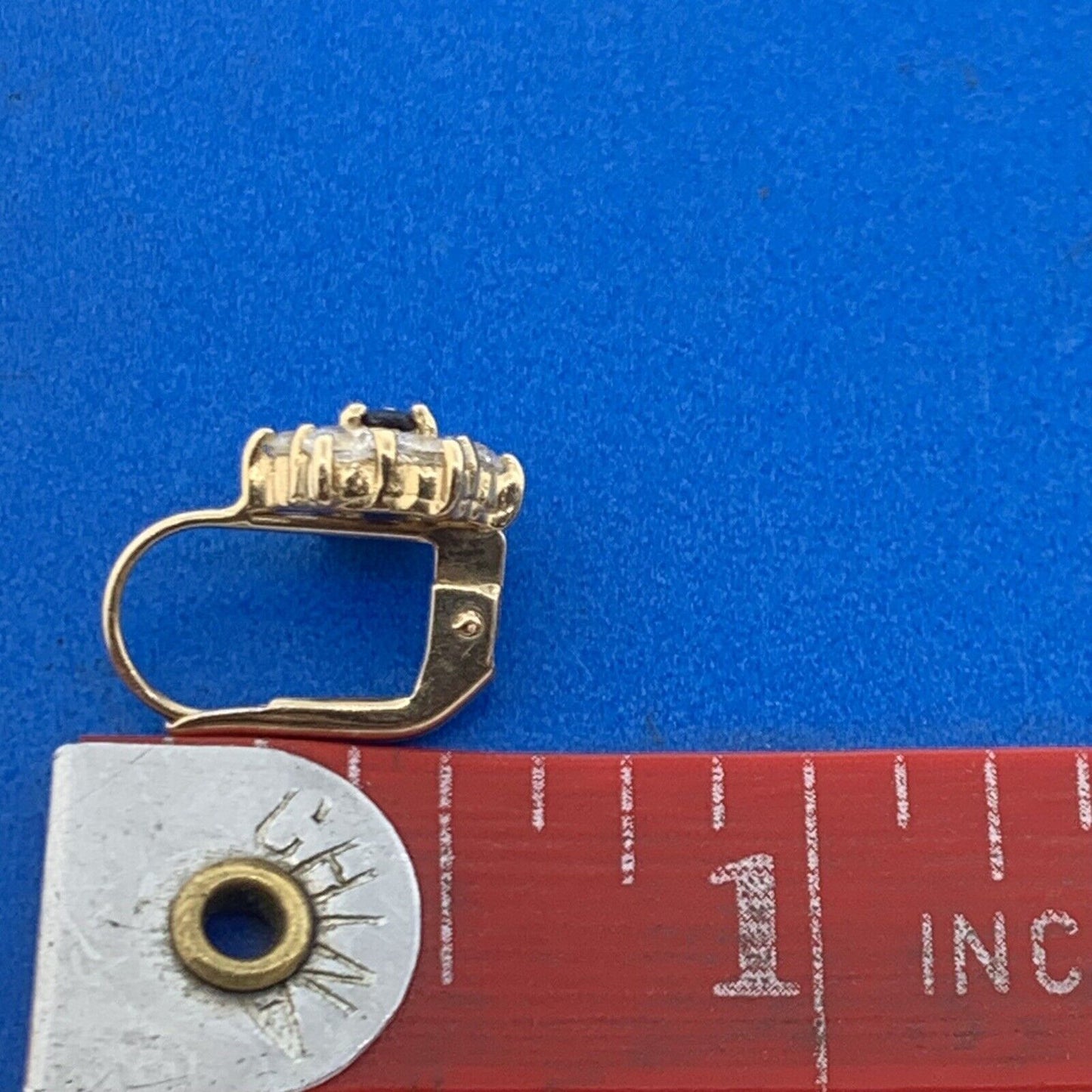 Designer Italy 14K Yellow Gold Sapphire Cubic Zirconia Floral Cluster Earrings