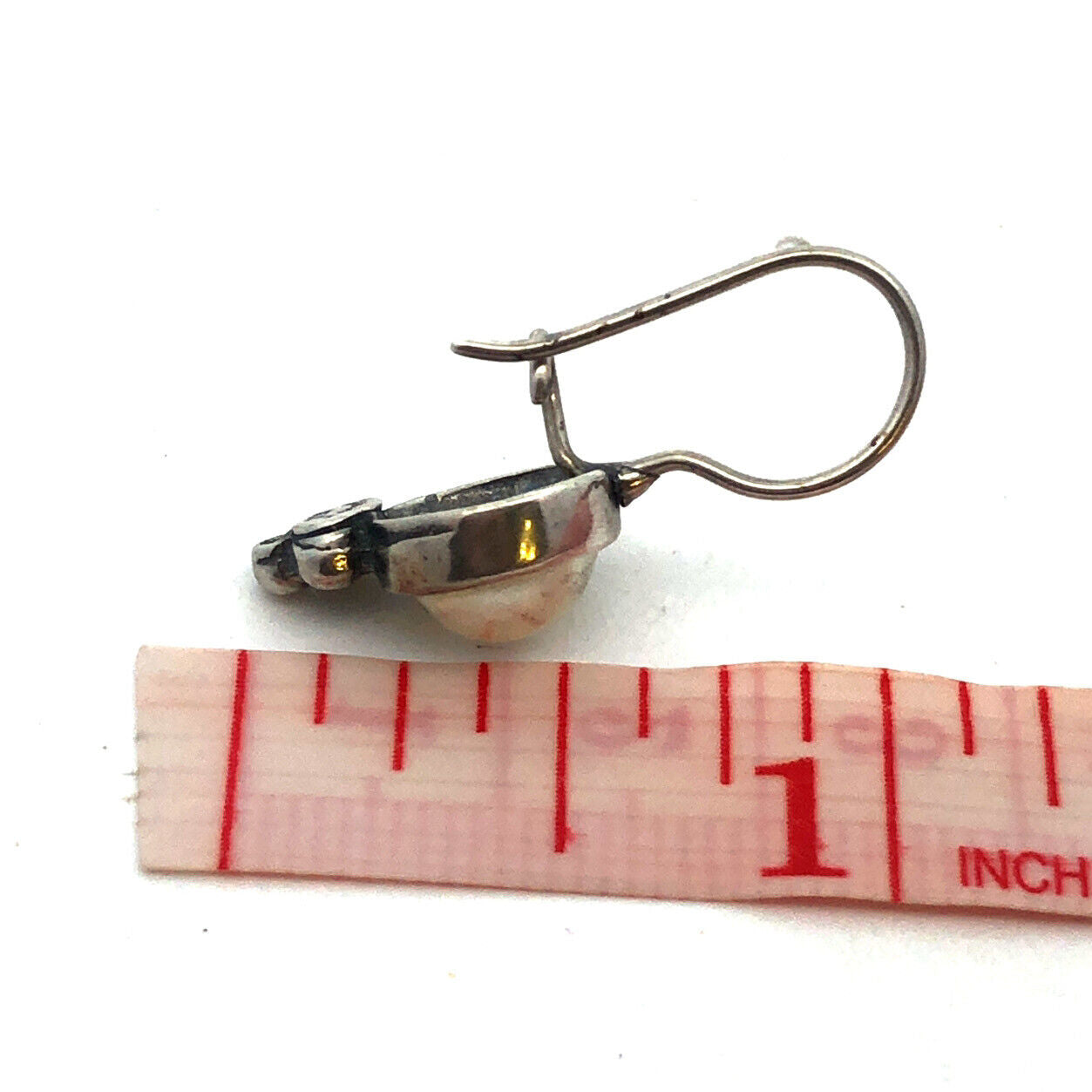 Vintage Designer 925 Sterling Silver Round Pearl Drop Dangle Hook Earrings