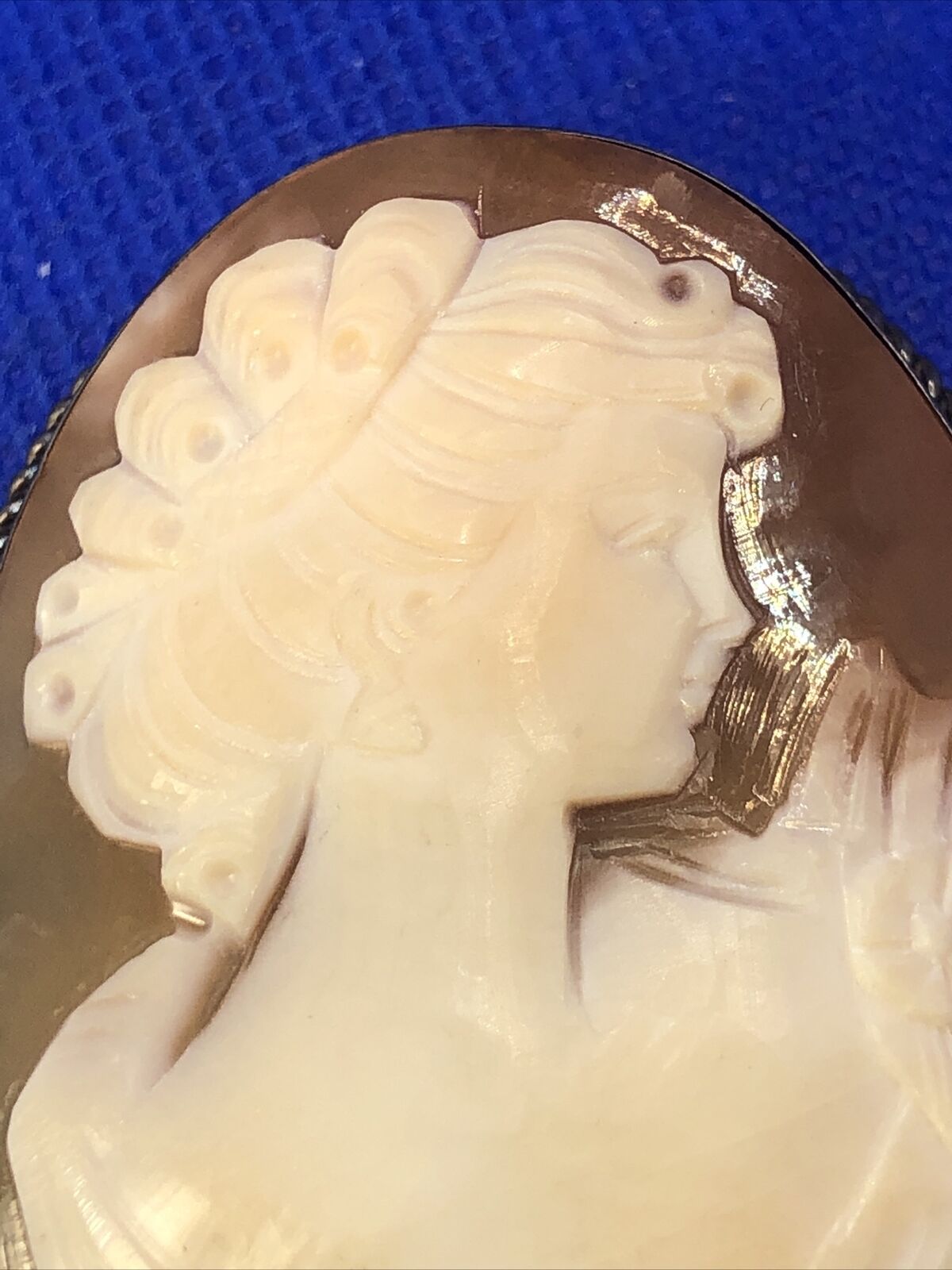 Victorian 925 Sterling Silver Carved Oval Cameo Statement Brooch Pendant