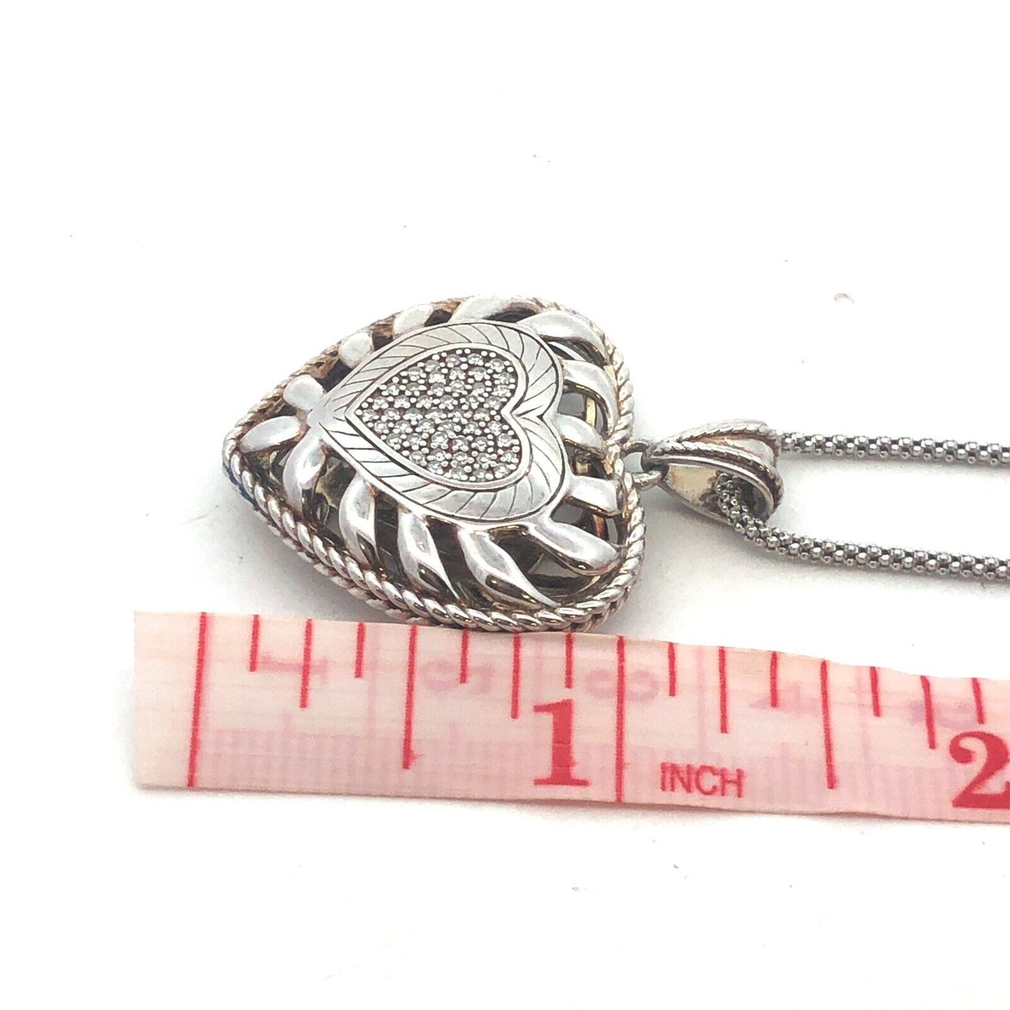 Designer Italy 925 Sterling Silver Pave Diamond Heart Adjustable Lariat Necklace