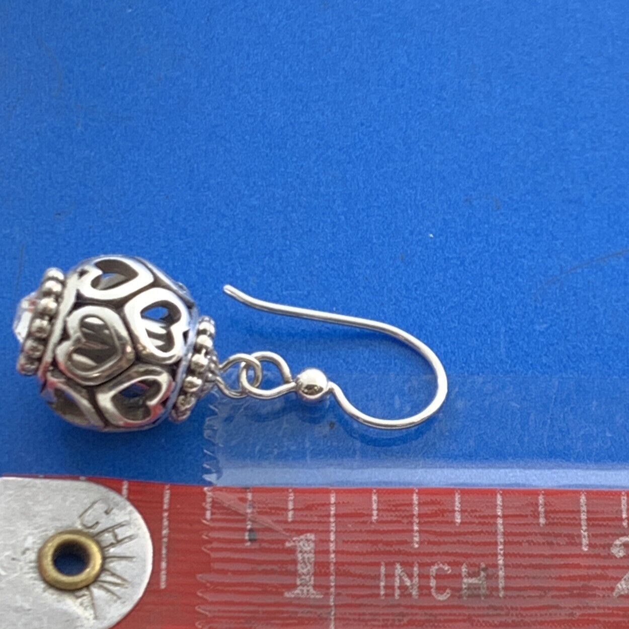 Designer 925 Sterling Silver Cubic Zirconia Open Heart Drop Dangle Ball Earrings