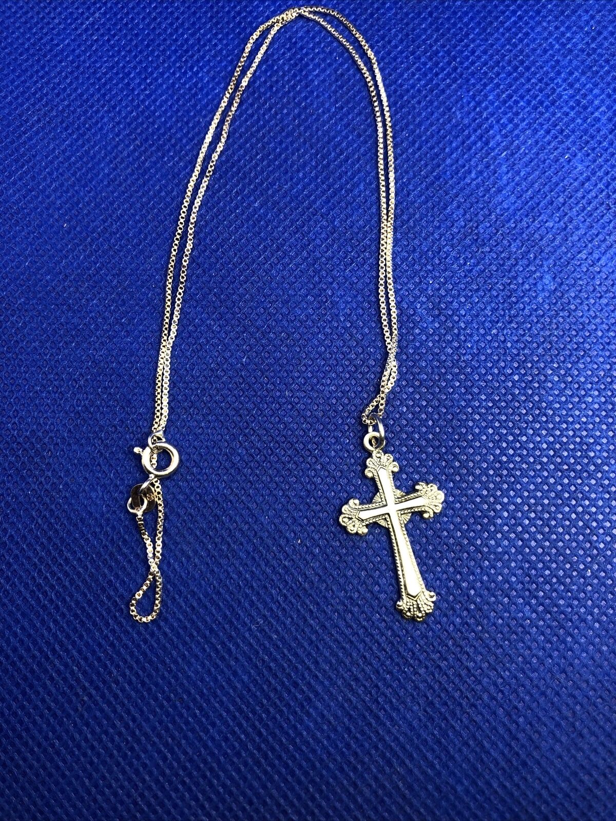 Designer 925 Sterling Silver Bead Scroll Petit Point Cross Necklace