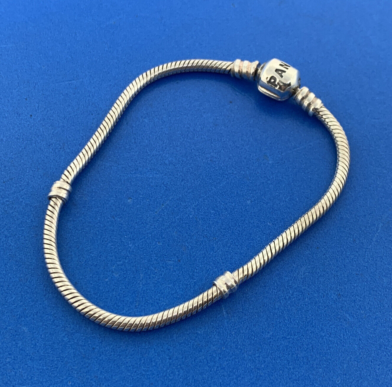 Authentic Pandora Sterling Silver 925 Barrel Clasp Charm Bracelet #590702