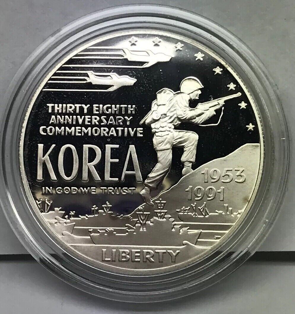 1991 P United States Korean War Memorial Proof Silver Dollar OMP/COA
