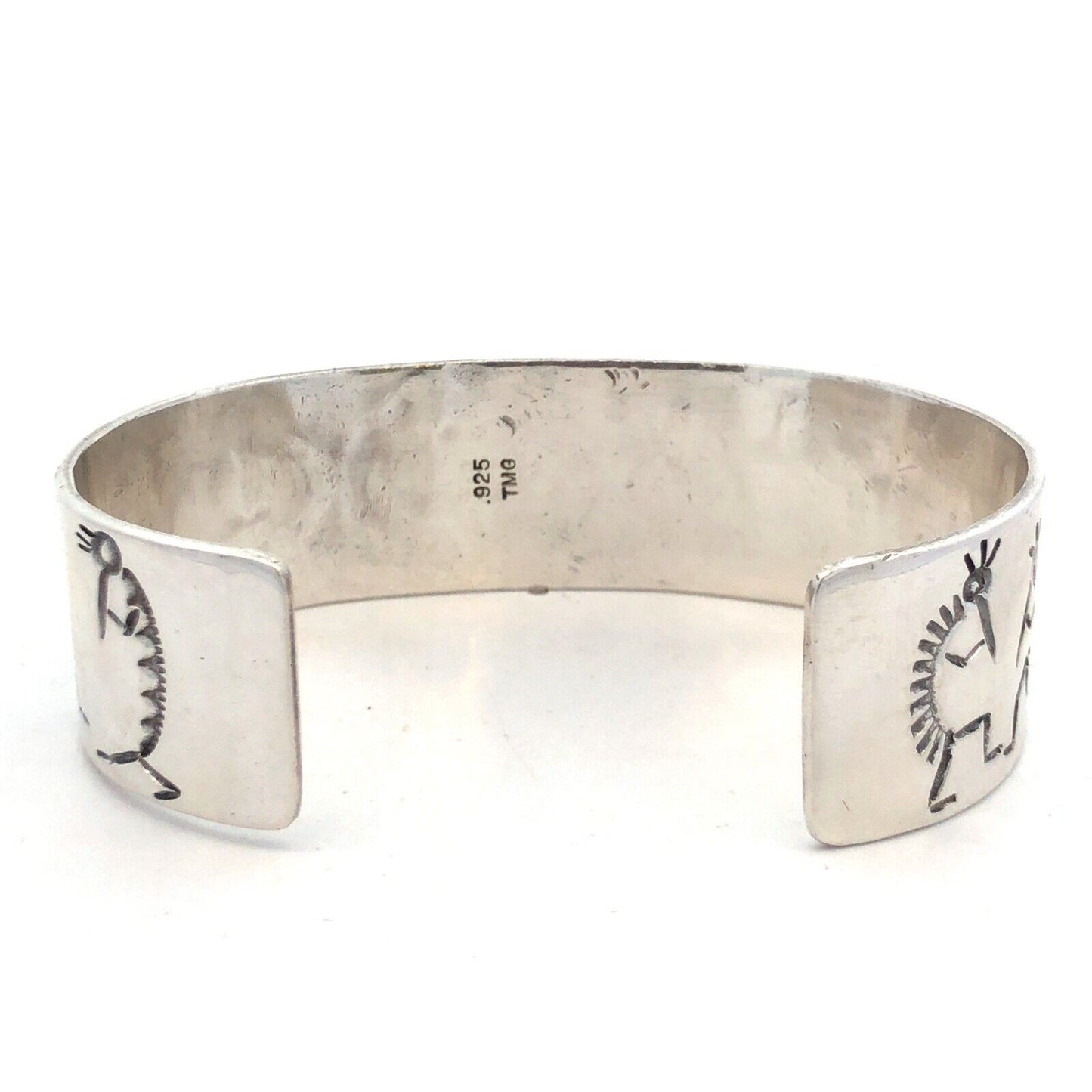 Native American 925 Sterling Silver Kokopelli Fertility Luck Open Cuff Bracelet