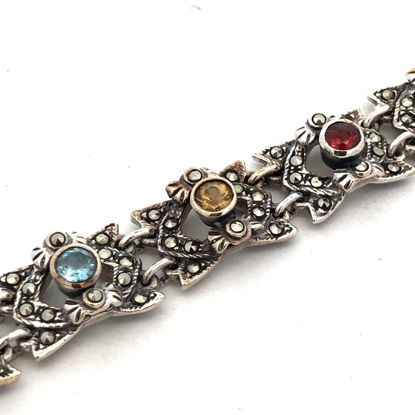 Designer 925 Sterling Silver Multigemstone Statement Tennis Bracelet