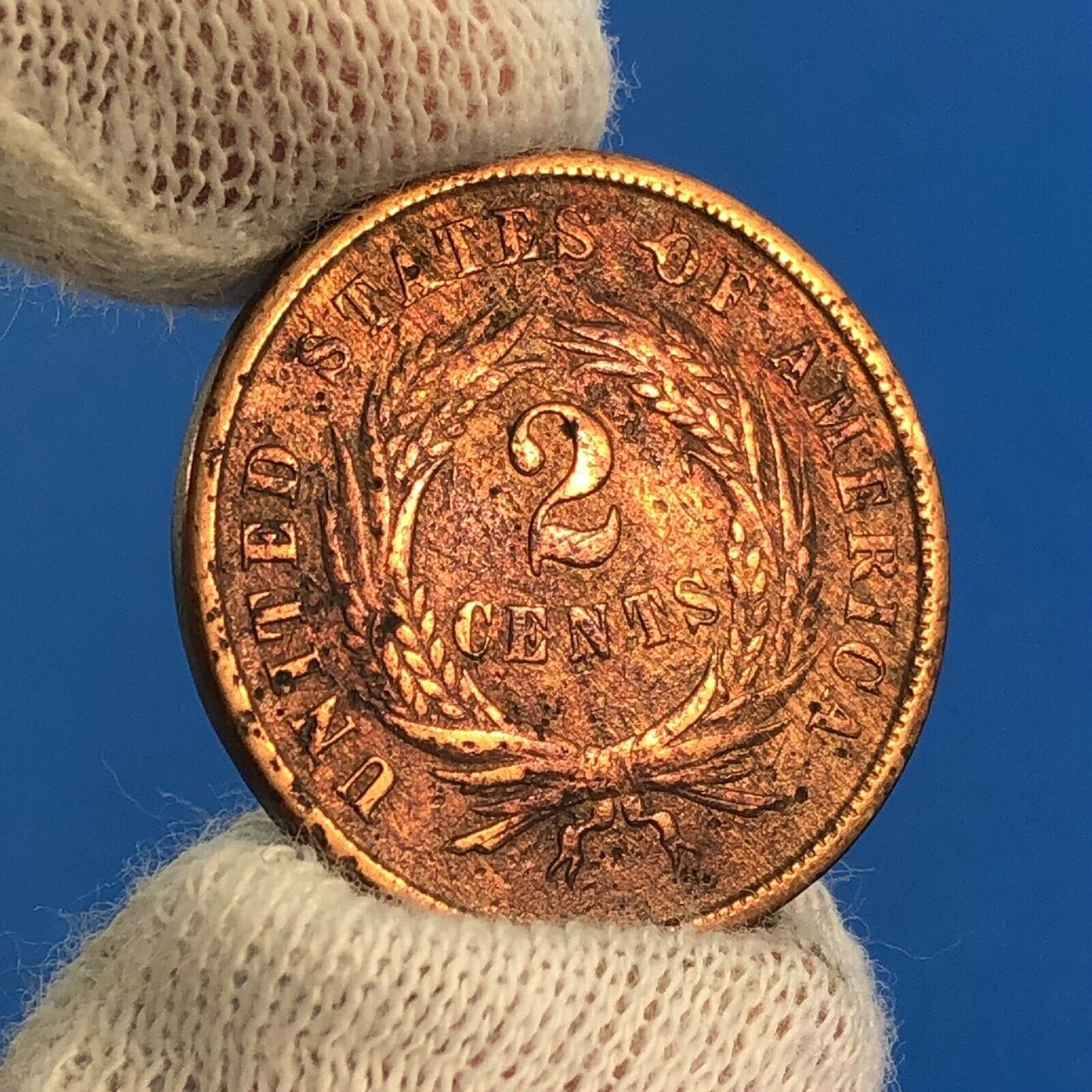 1864 P Bronze Two-Cent Piece Union Shield Large Motto Philadelphia Mint Coin