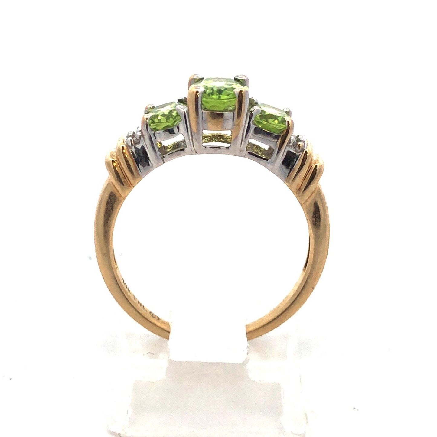 Stunning 10K Yellow Gold Oval Peridot Diamond Birthday Anniversary Ring
